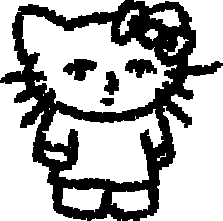 digital drawing of hello kitty with serious face